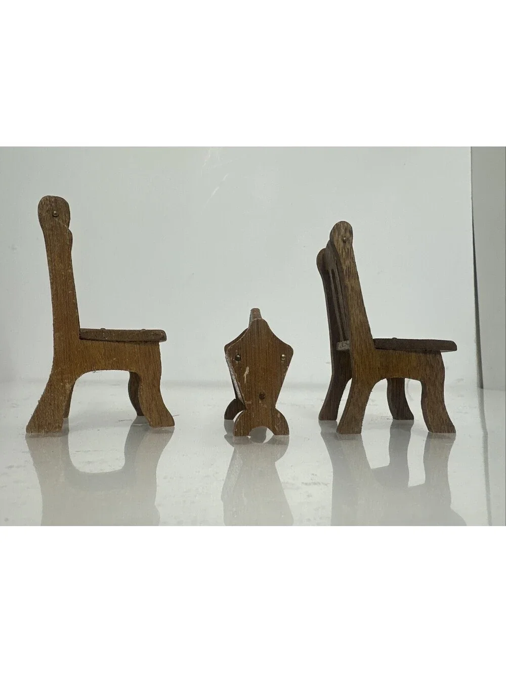 Vintage Shackman Japan Wood Dollhouse Furniture Chairs Cradle Miniature 1:6 MCM